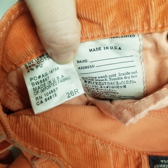 AG Adriano Goldschmied Stevie Slim Straight Corduroy Cropped‎ 26 R Burnt Orange - Picture 6 of 13